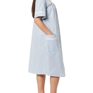 Women Calf-Length Snap Front Knit Duster House Coat Robe ??Loose-Fitting Plush Bathrobe - Short Sleeve Bath Robe