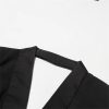 Women Autumn Single Button Backless Full Sleeve Ladies Black Blazer Coat Long Suit Jacket