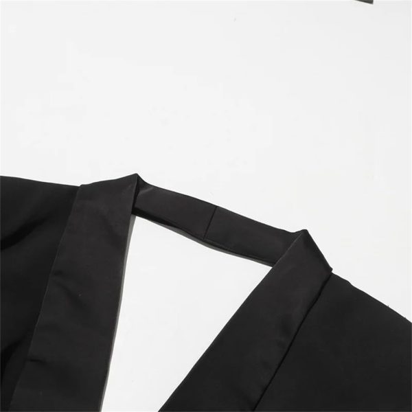 Women Autumn Single Button Backless Full Sleeve Ladies Black Blazer Coat Long Suit Jacket