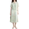 Women's Chinese Style 2 Piece Outfit Stand Collar Sleeveless Top and Skirt Set Summer Oriental Fashion Suit