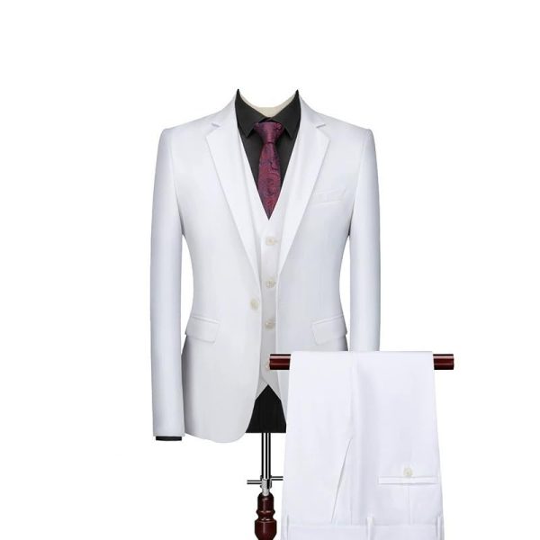 Men’s Stylish Formal 3 Piece Suit with Vest Pants for Office Wedding Business Party or Prom