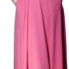 Women’S Skirt Summer Diamonds Round Neck A Line Short Sleeve Solid Dresses Fashion Evening Party Long Dress