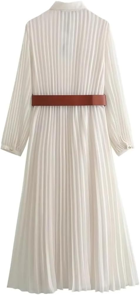 Solid Belt Button Long Sleeve Summer Maxi Dress Women Elegant Slim Straight Dress Office Work Business Long Dresses