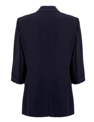 Women's Double Breasted Suit Blazer Summer 3/4 Sleeve Office Work Casual Jacket
