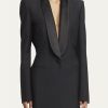 Women Autumn Single Button Backless Full Sleeve Ladies Black Blazer Coat Long Suit Jacket