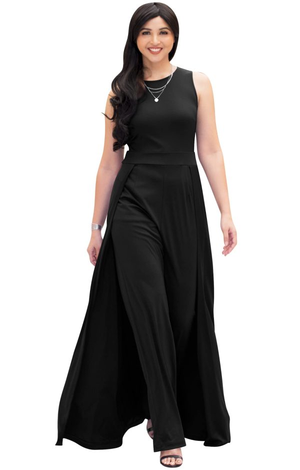 Sleeveless Flattering Dressy Long Pant Cape Classy Elegant Jumpsuit