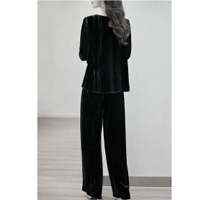 Women's Velvet Set - Long Sleeve Top & Trousers Premium Comfort for Daily Wear
