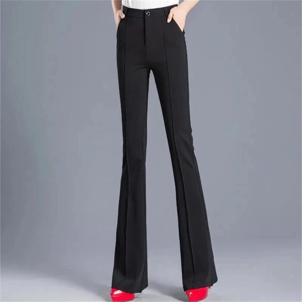 High Elastic Spring Summer Flare Pants Casual Straight Trousers for Women Work Suit Pants Loose Female Pantalon