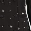 Women Spring Autumn Double Breasted Diamond Black Blazer Coat Slim Suit Jacket