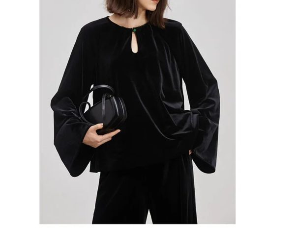 Plus Size Women's Velvet Set - Pullover Top & Wide Leg Pants Relaxed Comfort Fit