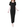 Women's Summer Loungewear - Light Blue Cotton Blend Tee & Capris Moisture-Wicking