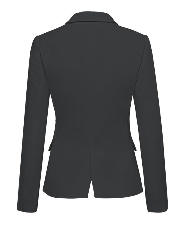 Womens Notched Lapel Pockets Button Work Office Blazer Jacket Suit