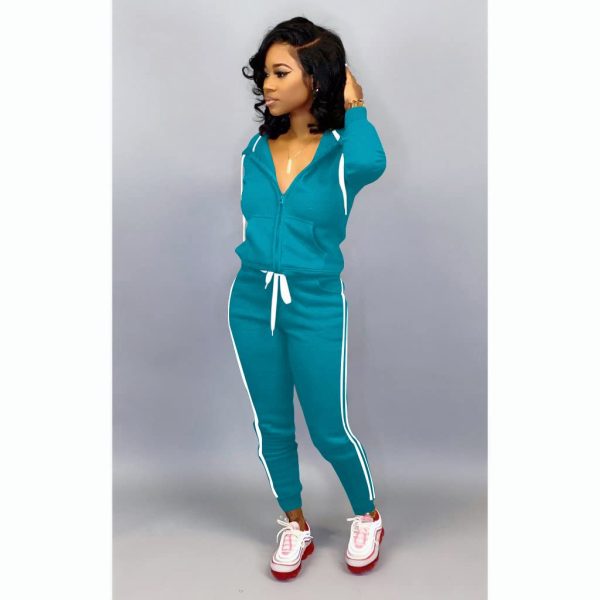 Womens Two Piece Outfits Casual Sweatsuits Solid Tracksuit Jogging Sweat Suits Matching Jogger Hoodie Pants Set