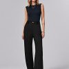 Women's Wide Leg Pants, High Waist Business Work Elastic Suit Pants for Woman, Sports Straight Trousers
