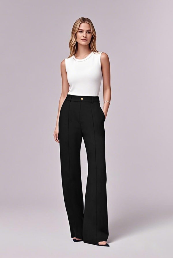 Women's Wide Leg Pants, High Waist Business Work Elastic Suit Pants for Woman, Sports Straight Trousers