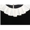 Plus Size Women's Velvet Suit - Fashion Collar Blouse & Wide Leg Trousers Contemporary Silhouette