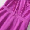 Women’S Round Neck Solid A Line Dress Summer Short Sleeve Midi Casual Party Robe for Evening Party