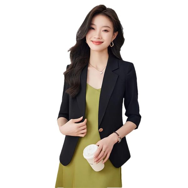 Women's Spring Summer Slim Half Sleeve Casual Jacket Lady Office Jacket Tops