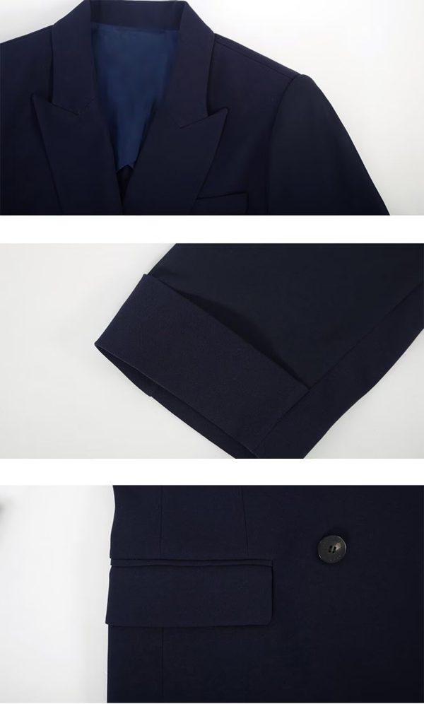 Women's Double Breasted Suit Blazer Summer 3/4 Sleeve Office Work Casual Jacket