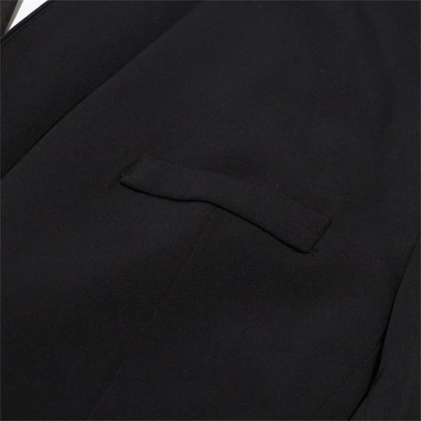 Women Autumn Single Button Backless Full Sleeve Ladies Black Blazer Coat Long Suit Jacket