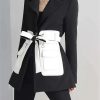 Women's Contrast Color Lapel Pocket Long Sleeve Loose Fit Office Open Front Solid Blazer