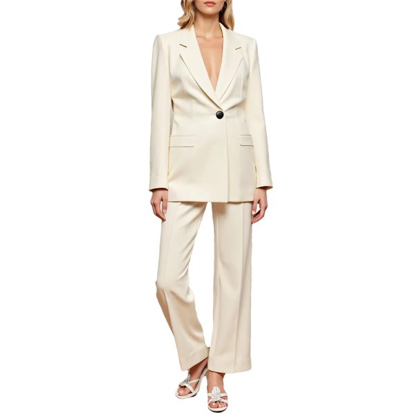 Women's Single Button Blazer and Pants Set, Long Sleeve Slim Fit Office Workwear for Career Women