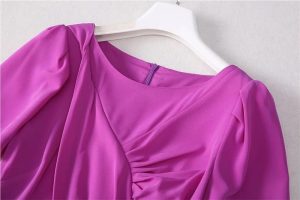 Women’S Round Neck Solid A Line Dress Summer Short Sleeve Midi Casual Party Robe for Evening Party