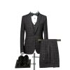 Mens Business Suit Three Piece Plaid Outfit Classic Formal Wear Versatile Set Slim Fit Office Tuxedo Apparel