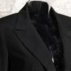 Women Embroidery Lace Notched Collar Long Sleeve Tunic Slimming Blazers