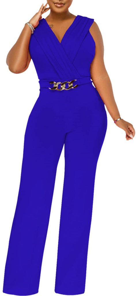 Women's Dressy Jumpsuits Summer Sexy Party Rompers Elegant Deep V Neck Backless Clubwear Wide Leg Long Pants