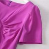 Women’S Round Neck Solid A Line Dress Summer Short Sleeve Midi Casual Party Robe for Evening Party