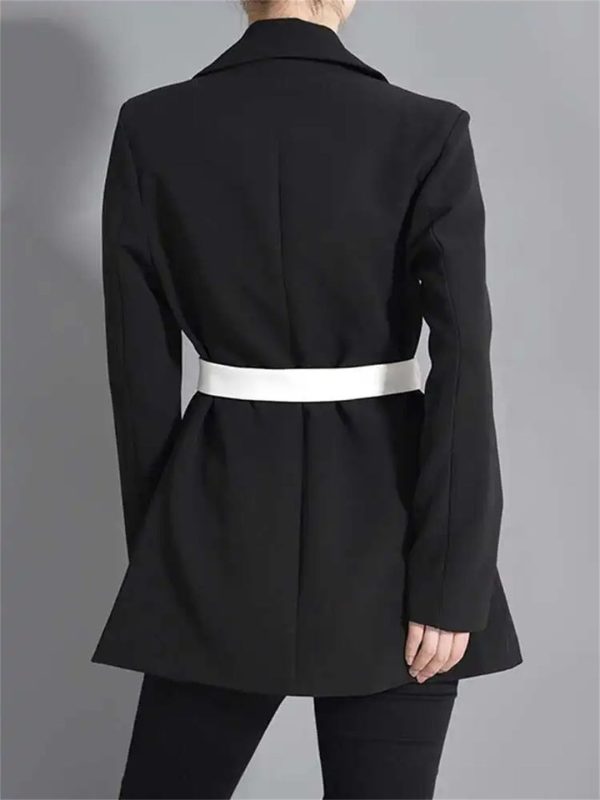 Women's Contrast Color Lapel Pocket Long Sleeve Loose Fit Office Open Front Solid Blazer