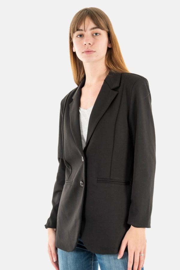Women's IHKATE Casual Long Sleeve Lapel Collar Buttons Work Office Suit Blazer Jacket with Pockets