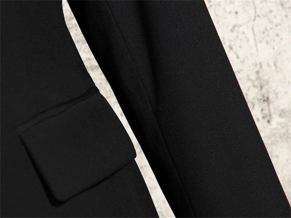 Women Embroidery Lace Notched Collar Long Sleeve Tunic Slimming Blazers
