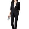 Women Spring Summer Temperament Half Sleeve Business Slim Blazer and Pants Office Ladies Work Wear Suits