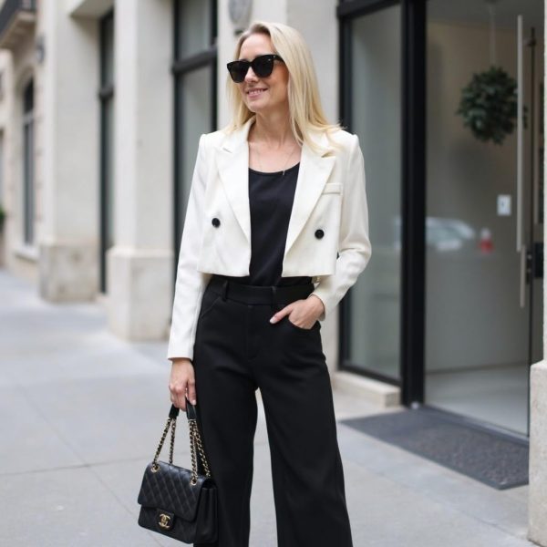 Womens Cropped Blazer Business Casual Lightweight Long Sleeve Suit Jacket Work Office Blazer for Women