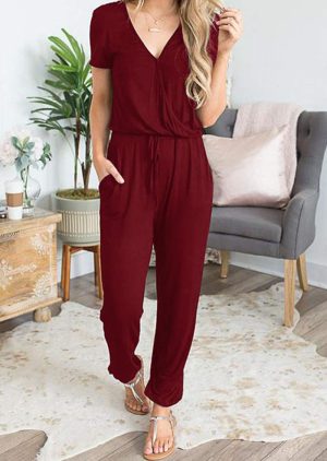 Jumpsuits for Women 2025 Spring Summer Casual Dressy Short Sleeve Romper Airport Vacation Travel Outfits