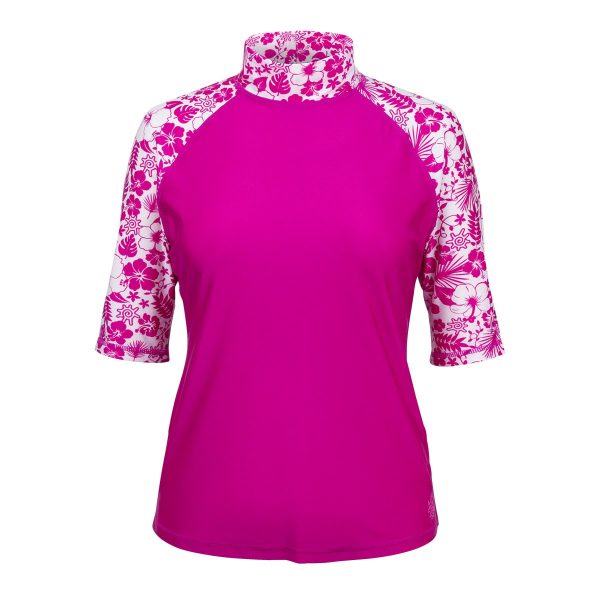 Women’s Aloha Short Sleeve Sun and Swim Shirt with UPF 50+ Sun Protection – Womens Short Sleeve Rash Guard