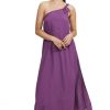 Luma Women's One Shoulder Sarong Style Maxi Dress Coverup with Side Leg Slit and Adjustable Bow Tie