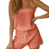 Womens Summer Jumpsuits Casual Loose Sleeveless Off Shoulder Elastic Waist Romper Loungewear Two Piece Outfits