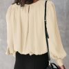 Women's Tops Blouses for Women Casual Long Sleeve Shirts Crew Neck Bohemian Solid Color Spring Work Business