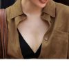 Women's Linen Business Set - Brown Shirt & Wide Leg Pants Elegant Professional Attire