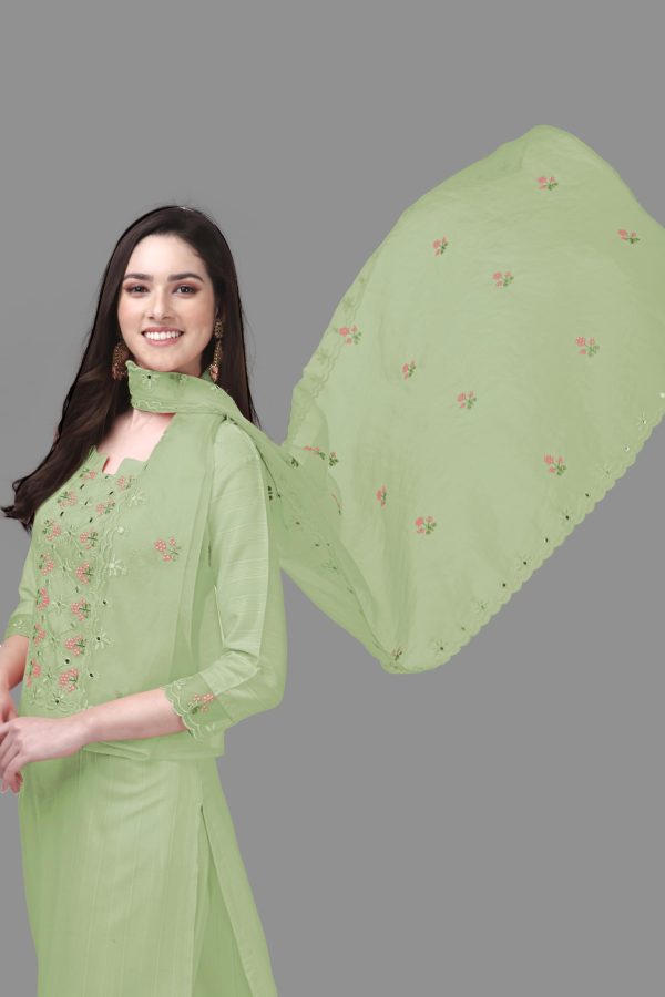 Women's Cotton Embroidery Salwar Suit Set Kurta Pant with Dupatta Kurta Set for Women