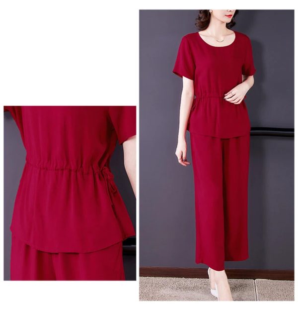 Women's Cotton Sleep Set - T-Shirt & Trousers Breathable Pajama Soft Feel