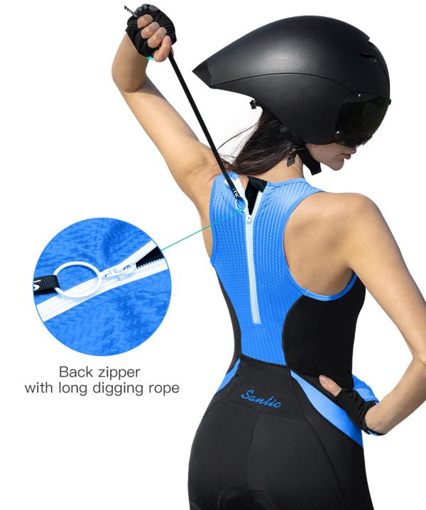 Women's Triathlon Suit One-Piece Sleeveless Tri Suit Padded Quick-Dry Slimming for Running Swimming Cycling