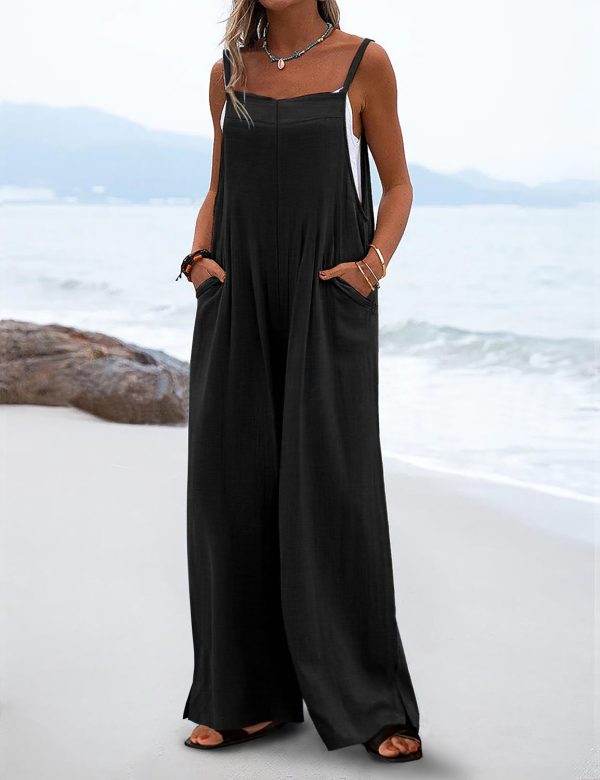 Women's Summer Boho Casual Jumpsuits Wide Leg Overalls Floral Print Baggy Rompers with Pockets PZZCR