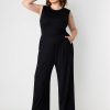 Plus Size Jumpsuits For Curvy Women Crew Neck Sleeveless Elegant Wide Leg Jumpsuits Dressy Casual Summer Outfits