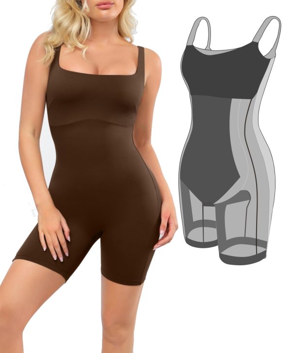 Shapewear Jumpsuits for Women Built In Shapewear Workout Shorts Rompers Tummy Control Bodysuit Yoga Outfits 2024