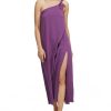 Luma Women's One Shoulder Sarong Style Maxi Dress Coverup with Side Leg Slit and Adjustable Bow Tie