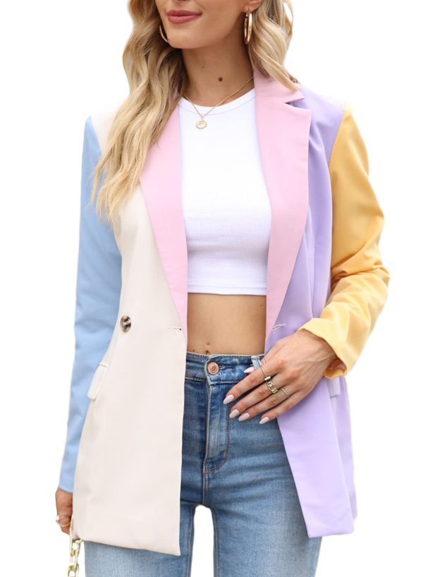 Womens Casual Blazer Button Lapel Long Sleeve Work Business Fashion Blazers Jackets Outfits with Pockets